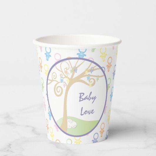 Baby shower papier kopjes "Paci Bunny" 8 oz. Papieren Bekers (Voorkant)