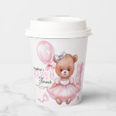 Baby shower Papieren bekers met teddybeer ontwerp. (Achterkant)