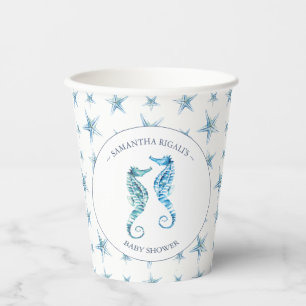 Baby shower papieren bekers Waterverf zeepaardjes