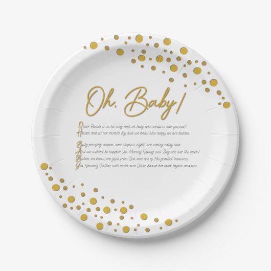 Baby Shower Papieren Bord (Voorkant)