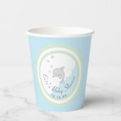 Baby shower Papieren kopjes "Dolphin Blue" 8 oz. Papieren Bekers (Voorkant)