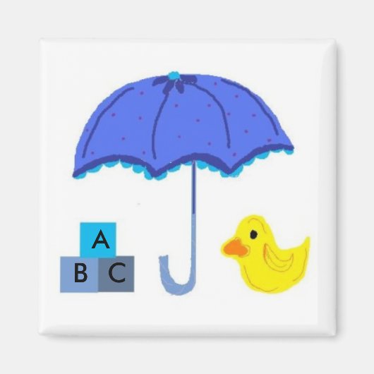 Baby Shower Paraplu en Eend Magneet (Voorkant)