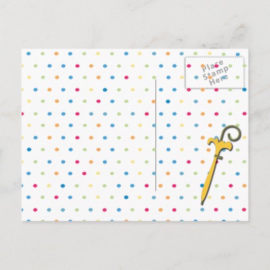 BABY SHOWER PARAPLU POLKA UITNODIGING BRIEFKAART (Achterkant)