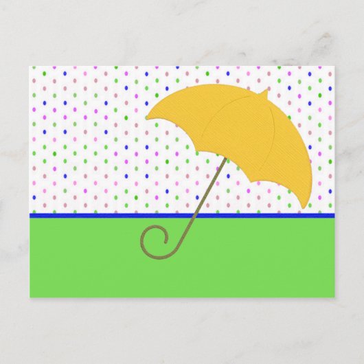 BABY SHOWER PARAPLU POLKA UITNODIGING BRIEFKAART (Voorkant)