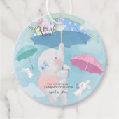 Baby shower Paraprellas Elephant Bunnies Bedankjes Labels (Voorkant)
