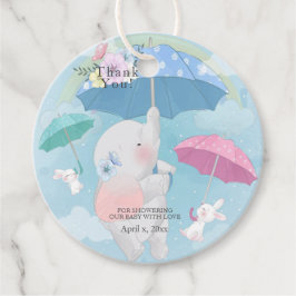 Baby shower Paraprellas Elephant Bunnies Bedankjes Labels