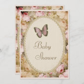 baby shower  parels Rozen vlinder Kaart (Voorkant / Achterkant)