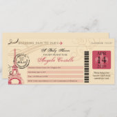 Baby shower  Paris Boarding Pass Kaart (Voorkant / Achterkant)