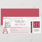 Baby shower  Paris Boarding Pass Kaart (Voorkant / Achterkant)