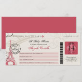 Baby shower  Paris Boarding Pass Kaart (Voorkant / Achterkant)