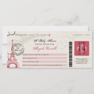 Baby shower Paris Boarding Pass Kaart
