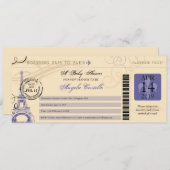Baby shower Paris Boarding Pass Kaart (Voorkant / Achterkant)
