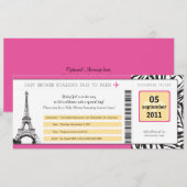 Baby shower Paris Boarding Pass Kaart (Voorkant / Achterkant)