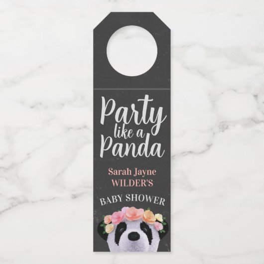 Baby shower Partij als Panda Bottle Hanger Label (Voorkant)