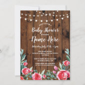 baby shower Partij Rode rozen Floral hout Kaart (Voorkant)