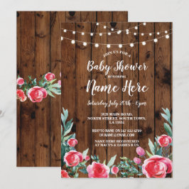 baby shower Partij Rode rozen Floral hout Kaart