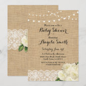 baby shower Partij Roos Burlap Lichten uitnodigen Kaart (Voorkant / Achterkant)