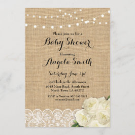 baby shower Partij Roos Burlap Lichten uitnodigen Kaart