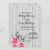 baby shower Partij Roze Roze hout Noite Kaart (Voorkant / Achterkant)