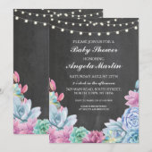 baby shower Partij Succulenten Floral Chalk Invite Kaart (Voorkant / Achterkant)