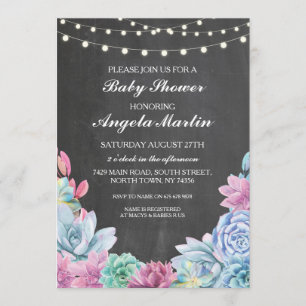 baby shower Partij Succulenten Floral Chalk Invite Kaart