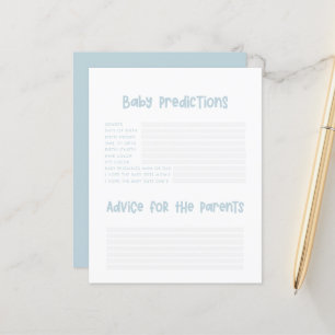Baby shower partij voorspellingen spel baby blauw