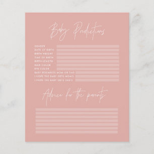 Baby shower partij voorspellingen spel roos roze