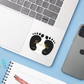 Baby shower partij wil je bedanken sticker (Laptop met iPhone)