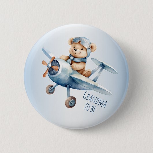 Baby shower Party Baby Beer Piloot Blue Airplane Ronde Button 5,7 Cm (Voorkant)