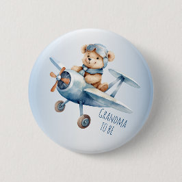 Baby shower Party Baby Beer Piloot Blue Airplane Ronde Button 5,7 Cm