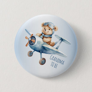 Baby shower Party Baby Beer Piloot Blue Airplane Ronde Button 5,7 Cm