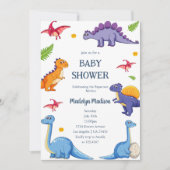 Baby shower Party, Blauwe Dinosaurus Kaart (Voorkant)