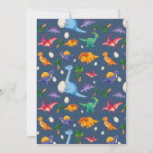 Baby shower Party, Blauwe Dinosaurus Kaart (Achterkant)