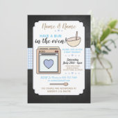 baby shower Party Bun in Oven Blue Boy Gingham Kaart (Staand voorkant)