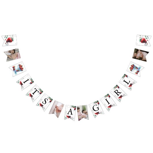 Baby shower Party Decor Waterverf Aardbeien Vlaggetjes (Alle)