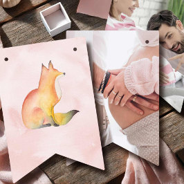 Baby shower Party Decor Waterverf Woodland Fox Vlaggetjes