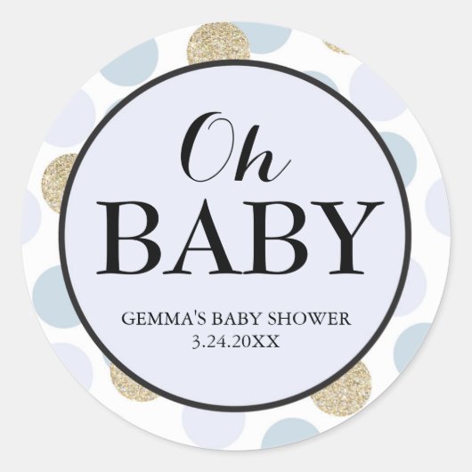 Baby shower Party Favor Sticker - Polka Dots (Voorkant)