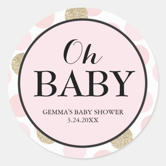 Baby shower Party Favor Sticker - Polka Dots (Voorkant)