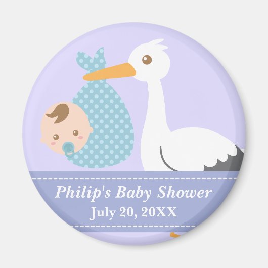 Baby shower Party Favor - Stork levert Baby Boy Magneet (Voorkant)