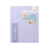 Baby shower Party Favor - Stork levert Baby Boy Notitieblok (Linkerzijde)