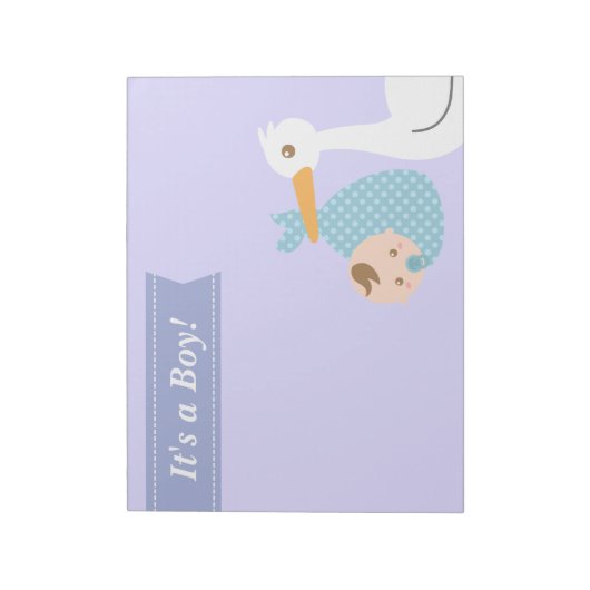 Baby shower Party Favor - Stork levert Baby Boy Notitieblok (Linkerzijde)