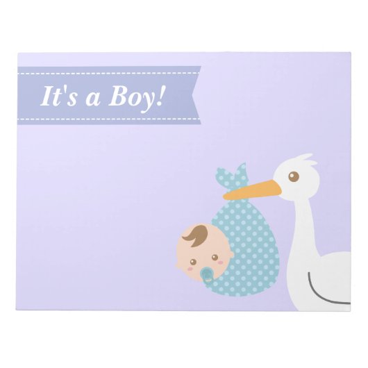 Baby shower Party Favor - Stork levert Baby Boy Notitieblok (Voorkant)
