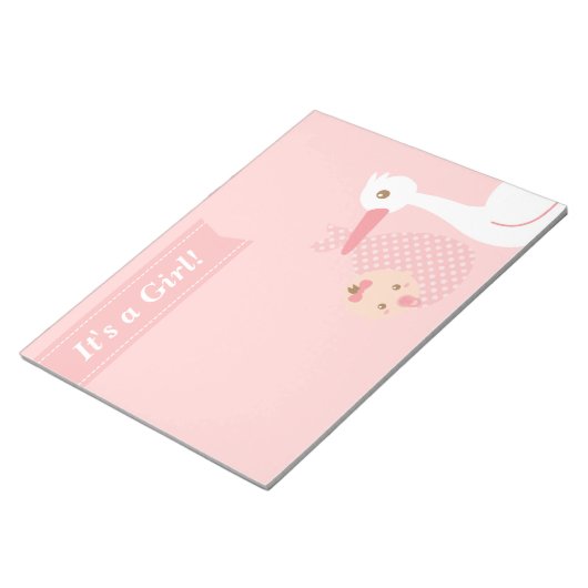 Baby shower Party Favor - Stork levert babymeisje Notitieblok (Schuin)