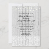 Baby shower Party Grijs Hout Kant Uitnodigen Kaart (Voorkant)