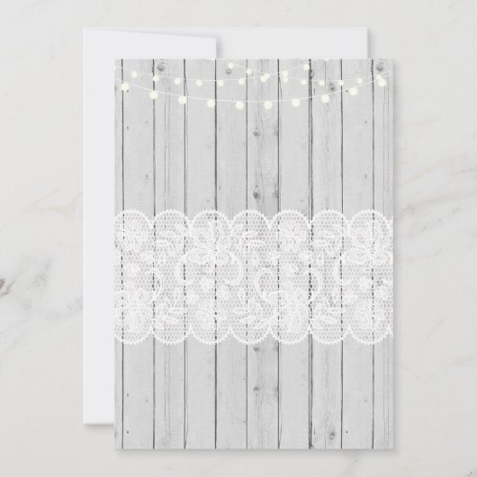 Baby shower Party Grijs Hout Kant Uitnodigen Kaart (Achterkant)