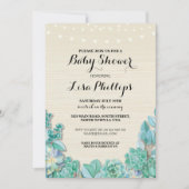 Baby shower Party Mint Succulents Rustiek Uitnodig Kaart (Voorkant)