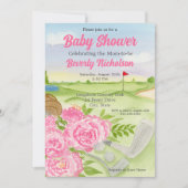 Baby shower Party pioenen op golfbaan Kaart (Voorkant)