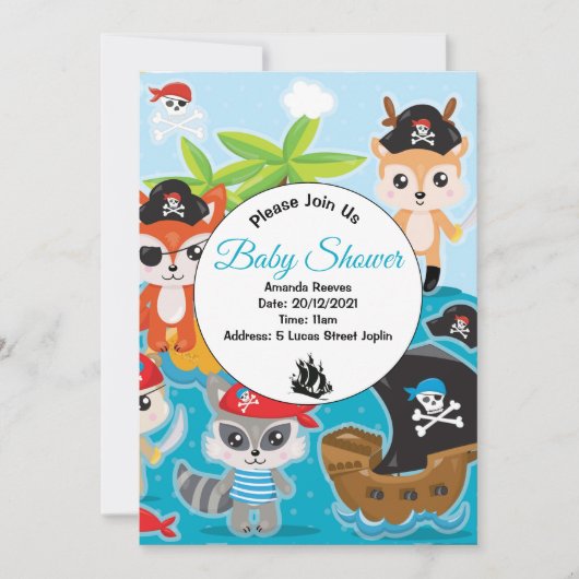 Baby shower Party Piratenuitnodiging Kaart (Voorkant)