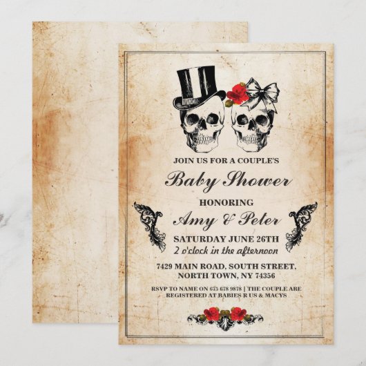 Baby shower Party Roos Schedel Party Koppels Kaart (Voorkant / Achterkant)