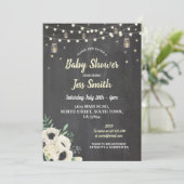 Baby shower Party Rustic Chalk Fireflies Uitnodige Kaart (Staand voorkant)